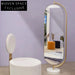 Elegant Nordic Oval Floor Mirror with Rotatable Metal Frame and Marble Base