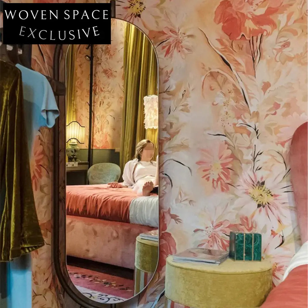 Elegant Nordic Oval Floor Mirror with Rotatable Metal Frame and Marble Base