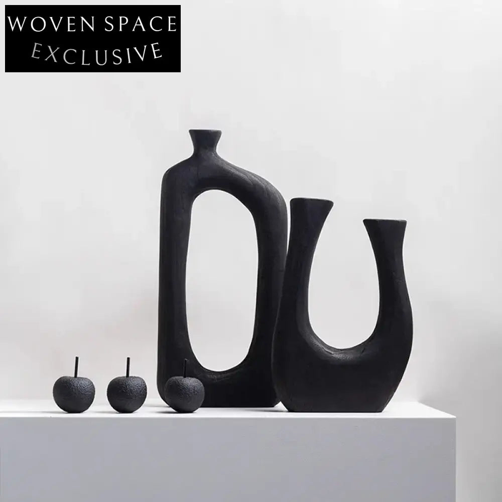 Elegant Nordic Paulownia Wood Floor Vase, Modern Decorative Art Home Accent