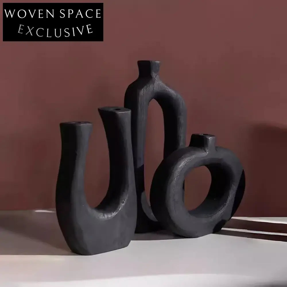 Elegant Nordic Paulownia Wood Floor Vase, Modern Decorative Art Home Accent