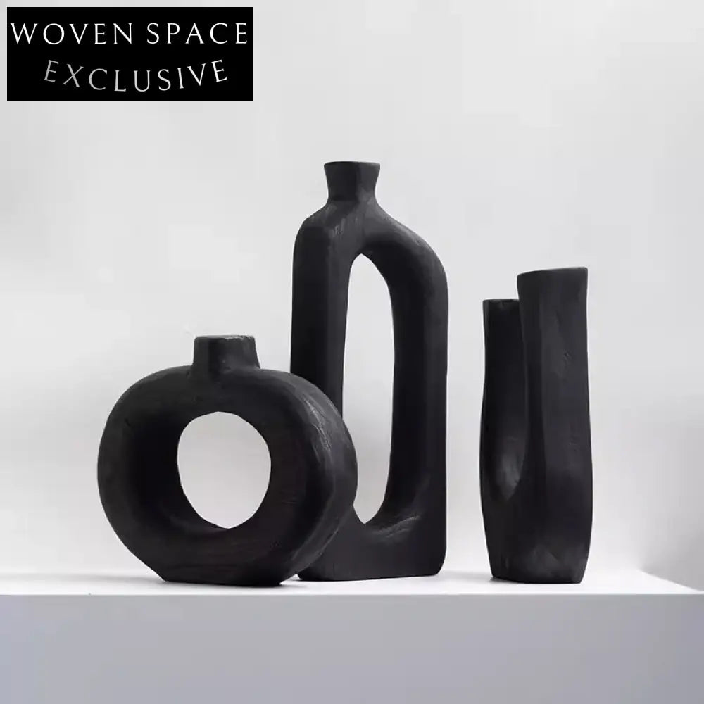 Elegant Nordic Paulownia Wood Floor Vase, Modern Decorative Art Home Accent