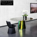 Elegant Nordic Round Dining Table, Slate Top, Mirror Stainless Steel Base