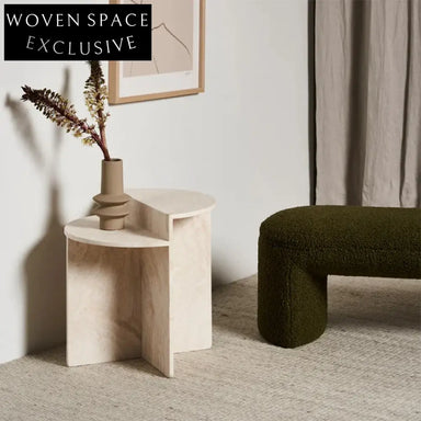 Elegant Nordic Round Double-Layer Natural Travertine Coffee Table for Living Room