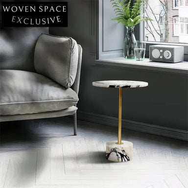 Elegant Nordic Round Marble Top Coffee Table with Gold Stainless Steel Base