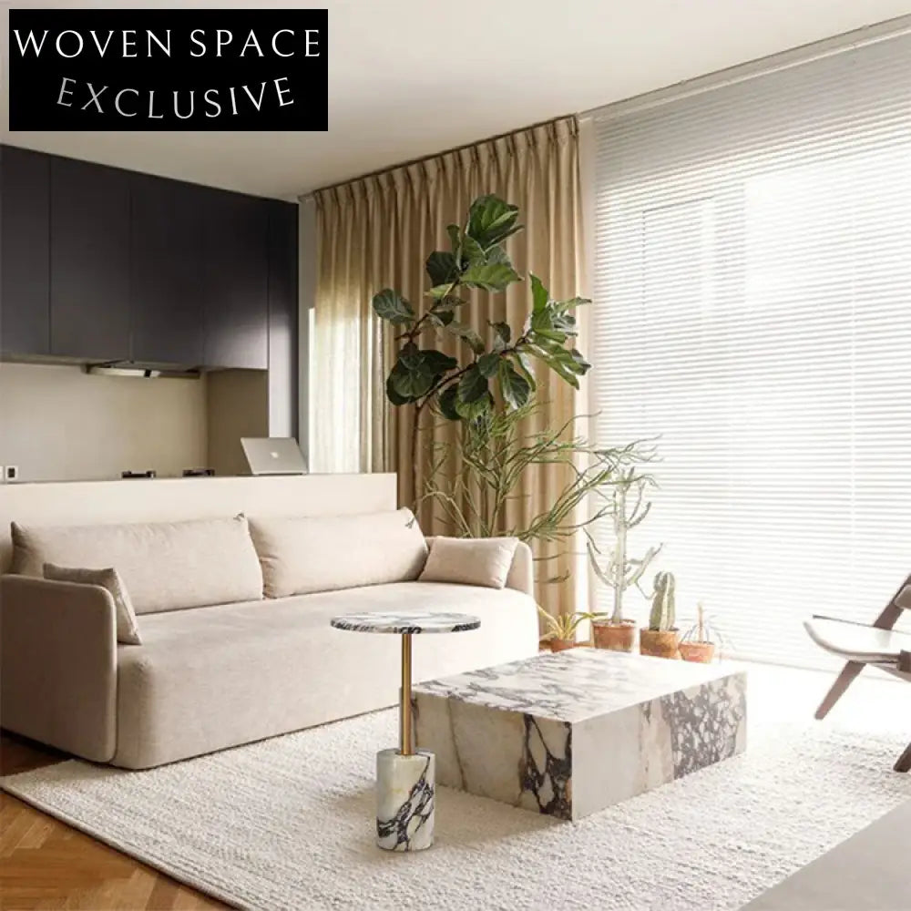 Elegant Nordic Round Marble Top Coffee Table with Gold Stainless Steel Base