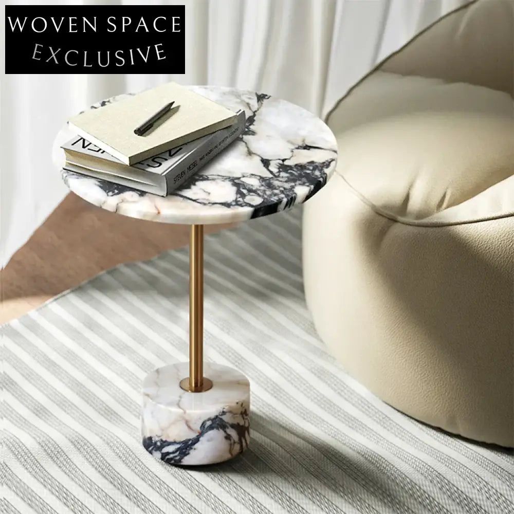 Elegant Nordic Round Marble Top Coffee Table with Gold Stainless Steel Base