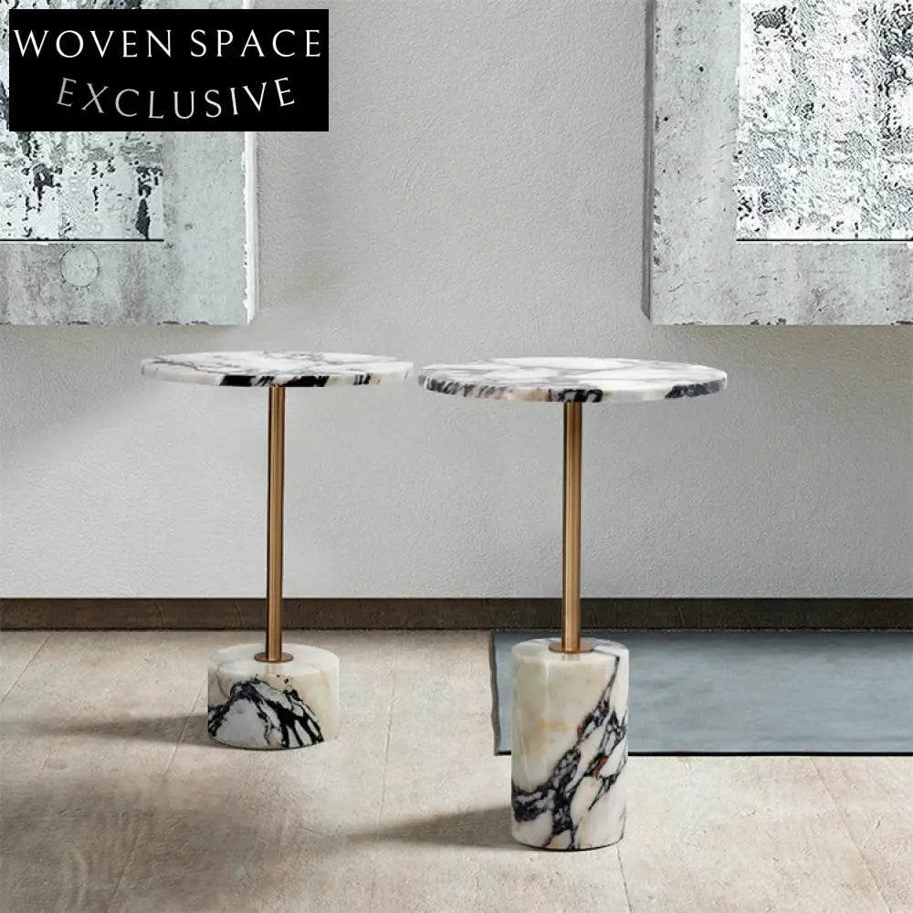 Elegant Nordic Round Marble Top Coffee Table with Gold Stainless Steel Base