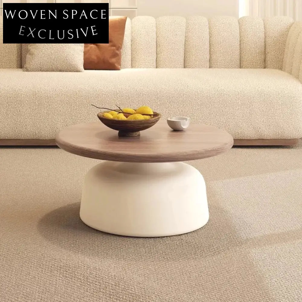 Elegant Nordic Round Solid Wood Coffee Table Set for Modern Apartment Living Rooms