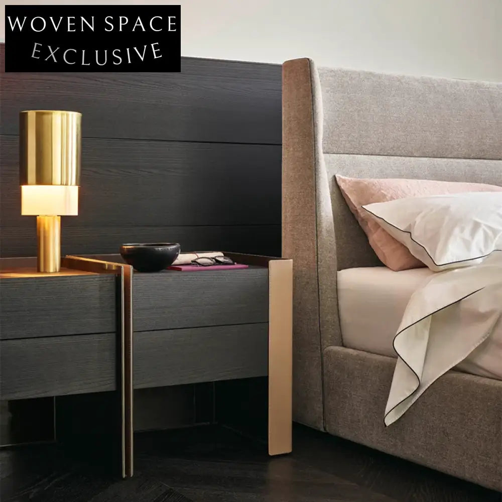 Elegant Nordic Saddle Leather 2-Drawer Wooden Modern Bedroom Nightstand