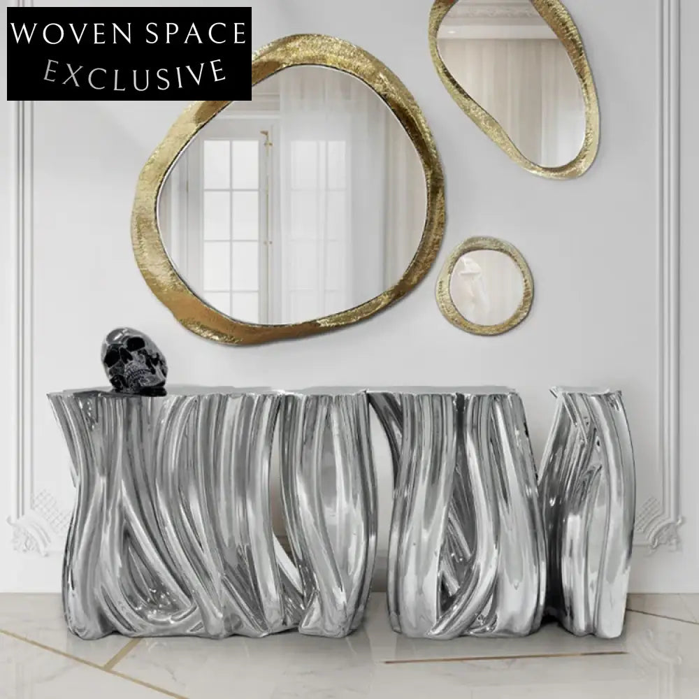 Elegant Nordic Seaweed Fiberglass Console Table for Modern Entryway & Living Room