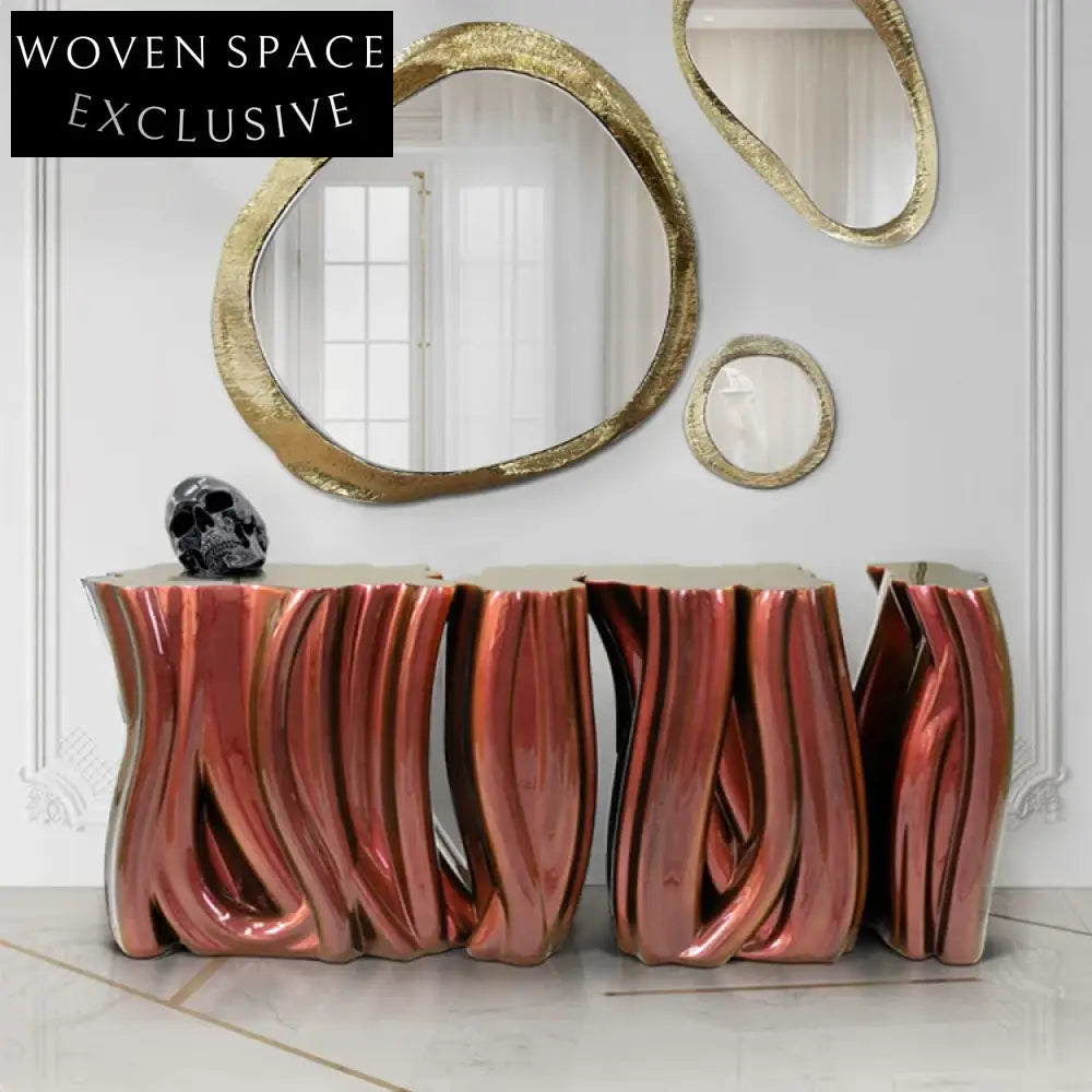Elegant Nordic Seaweed Fiberglass Console Table for Modern Entryway & Living Room