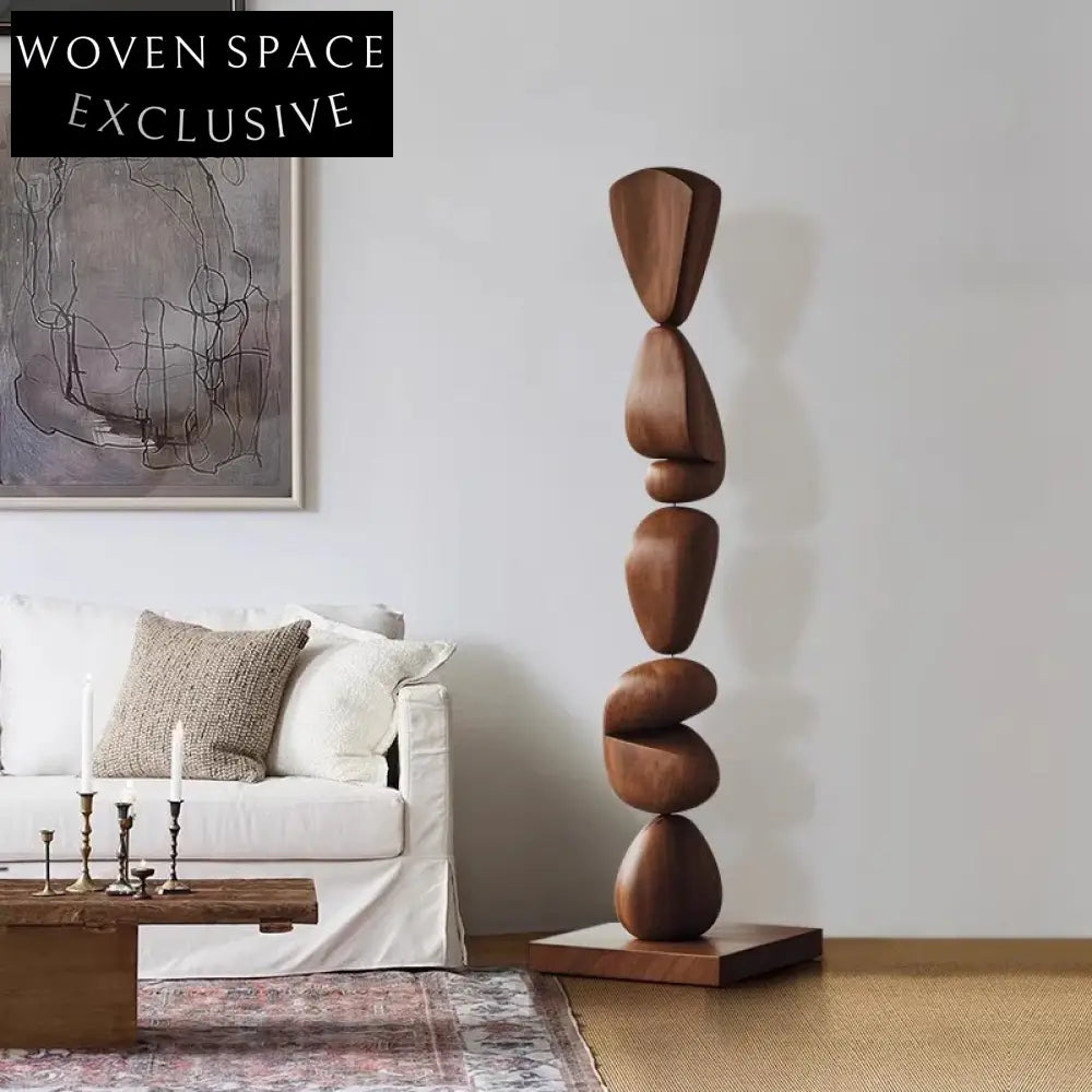 Elegant Nordic Solid Wood Abstract Home Decor Floor Sculpture