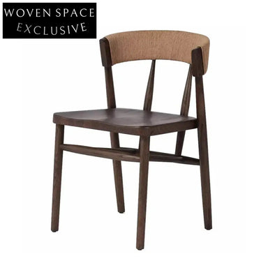 Elegant Nordic Solid Wood Dining Bar Chair with Woven Rope Backrest