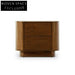 Elegant Nordic Solid Wood Nightstand, Walnut Finish Bedside Table with Drawers