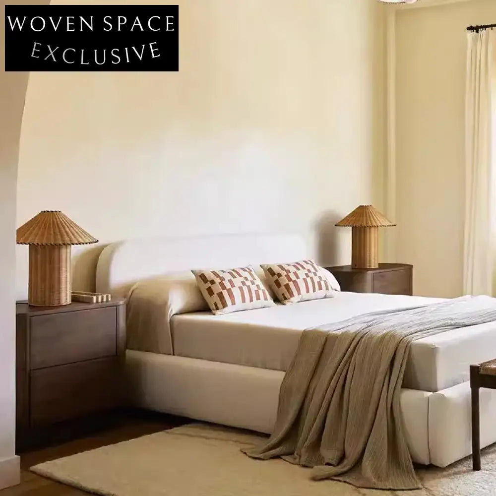 Elegant Nordic Solid Wood Nightstand, Walnut Finish Bedside Table with Drawers