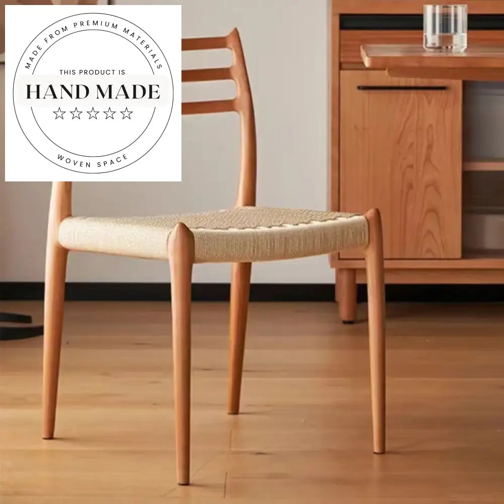 Elegant Nordic Solid Wood Upholstered Cane Back Restaurant Dining Chair