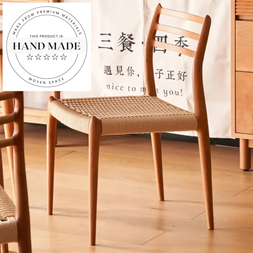 Elegant Nordic Solid Wood Upholstered Cane Back Restaurant Dining Chair