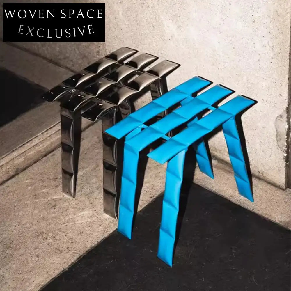 Elegant Nordic Stainless Steel Frame Green Velvet Ottoman Stool