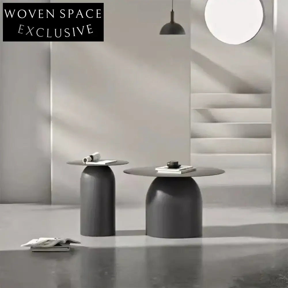 Elegant Nordic Stainless Steel Modern Round Coffee Table with Metal Decor