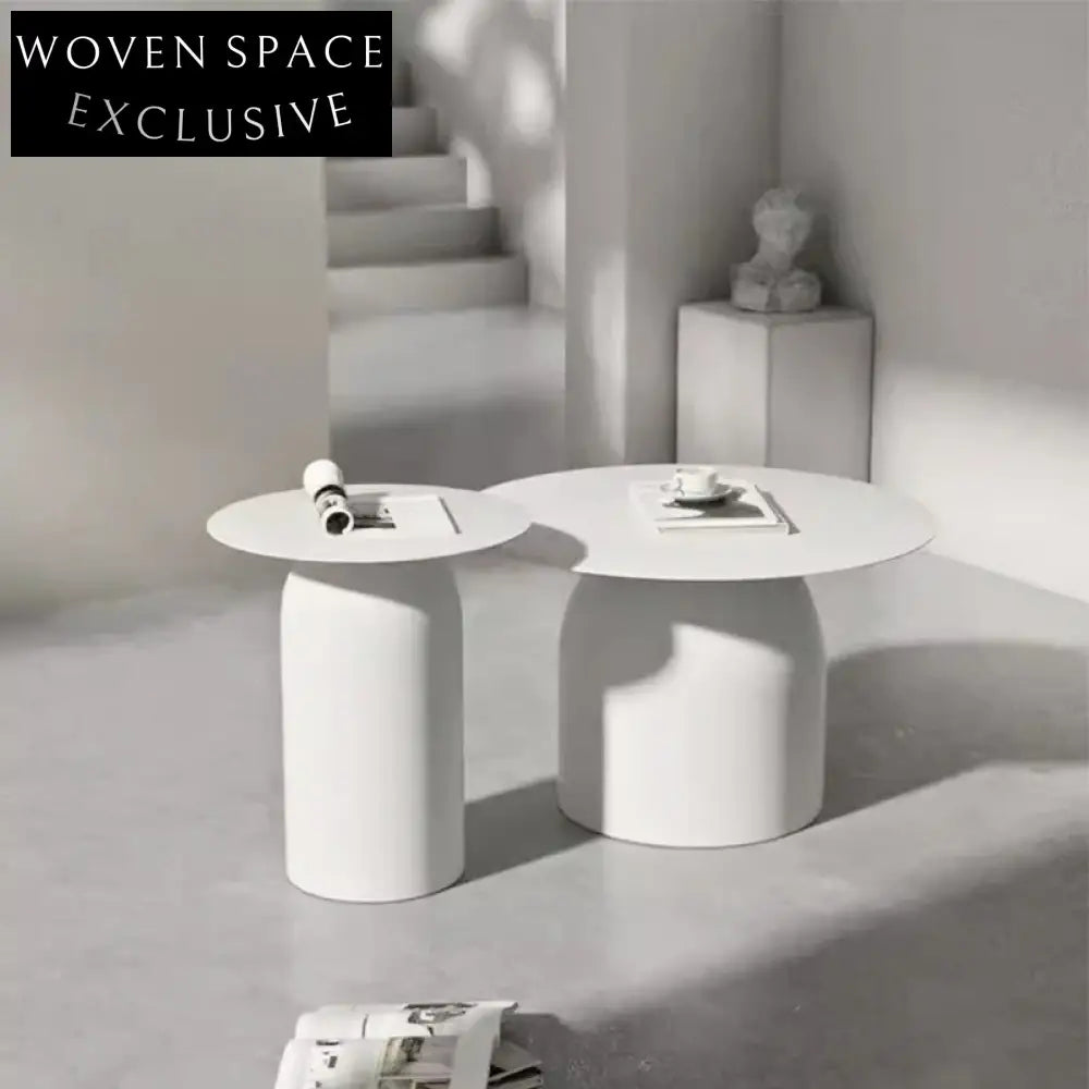 Elegant Nordic Stainless Steel Modern Round Coffee Table with Metal Decor