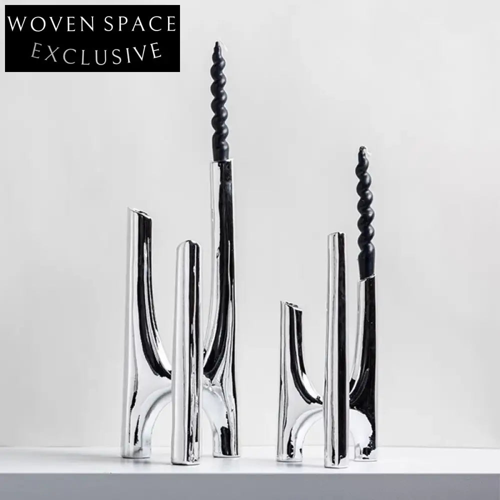 Elegant Nordic Stainless Steel Tall Decorative Stand Candle Holder