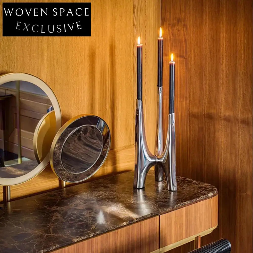 Elegant Nordic Stainless Steel Tall Decorative Stand Candle Holder