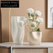 Elegant Nordic Stripe Embossed Ceramic Tabletop Decorative Flower Vase
