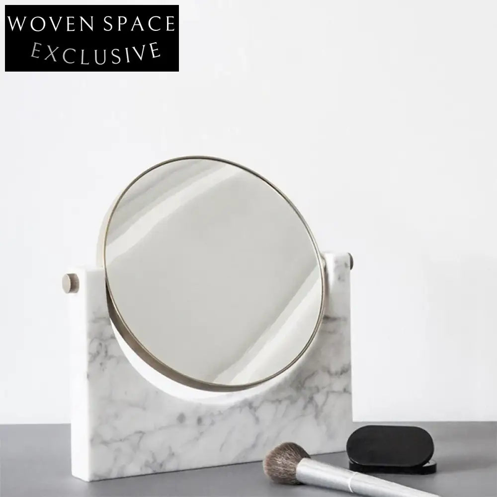 Elegant Nordic Style Desktop Makeup Mirror with Marble Base Decor Piece