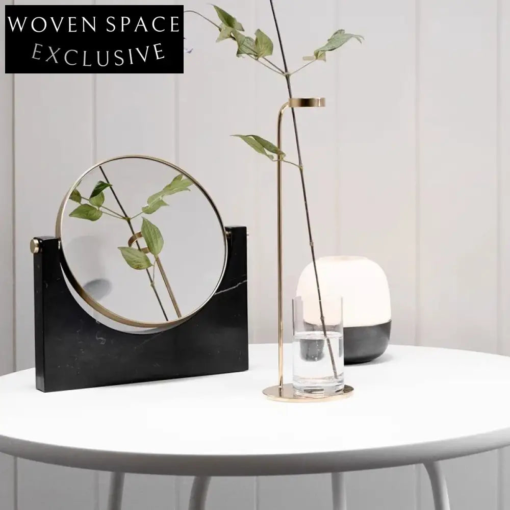 Elegant Nordic Style Desktop Makeup Mirror with Marble Base Decor Piece