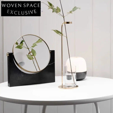 Elegant Nordic Style Desktop Makeup Mirror with Marble Base Decor Piece