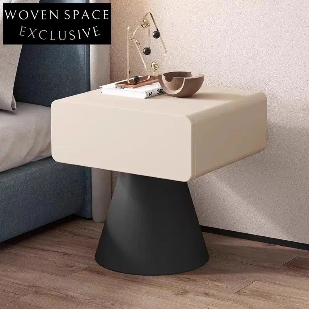 Elegant Nordic Style Wood Bedroom Nightstand with Drawer, Durable Home Storage Cabinet
