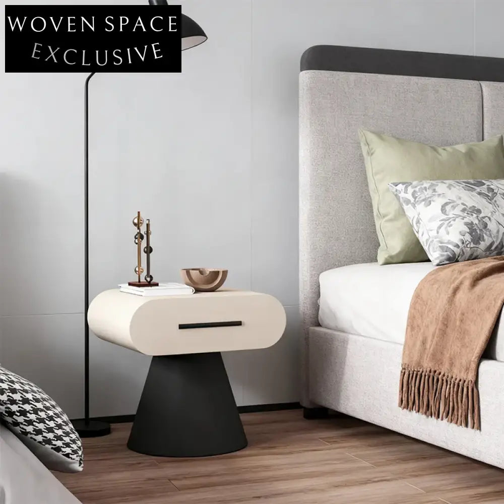 Elegant Nordic Style Wood Bedroom Nightstand with Drawer, Durable Home Storage Cabinet