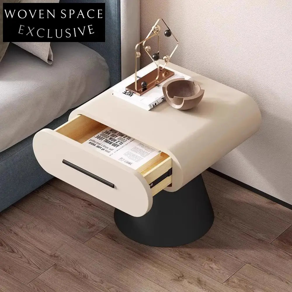 Elegant Nordic Style Wood Bedroom Nightstand with Drawer, Durable Home Storage Cabinet