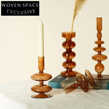 Elegant Nordic Transparent Brown Glass Candelabrum for Home and Restaurant Decor