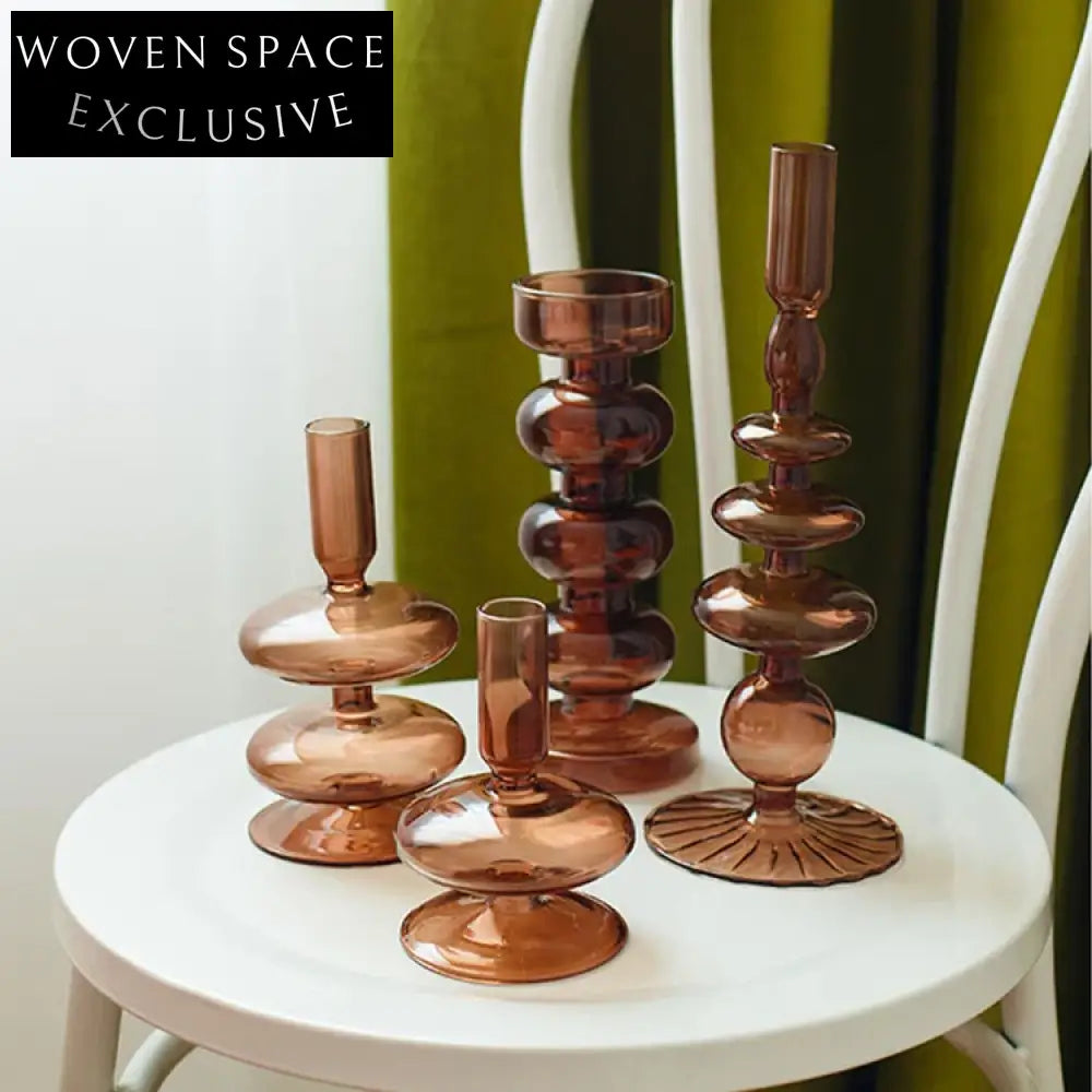 Elegant Nordic Transparent Brown Glass Candelabrum for Home and Restaurant Decor