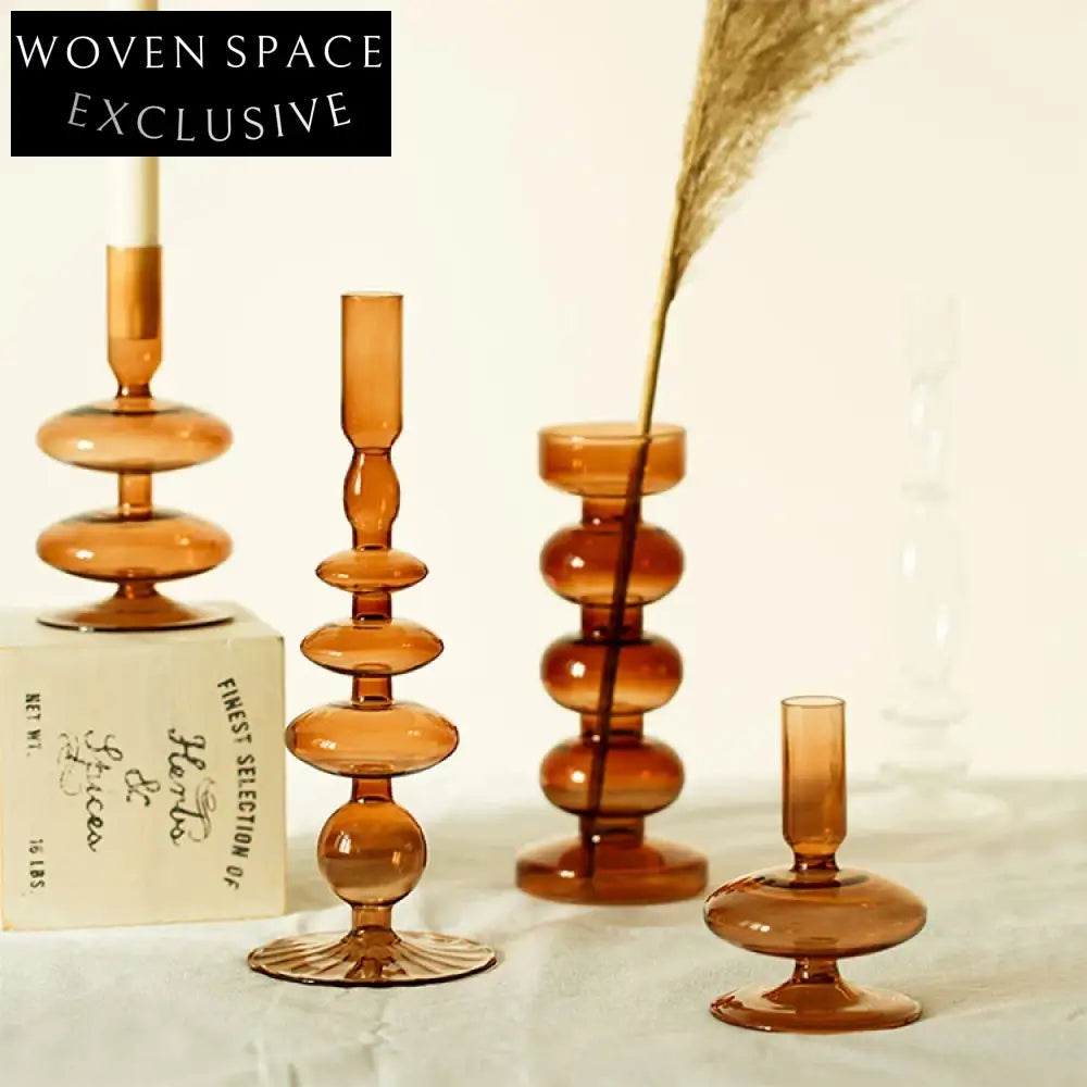 Elegant Nordic Transparent Brown Glass Candelabrum for Home and Restaurant Decor