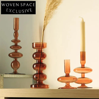 Elegant Nordic Transparent Brown Glass Candelabrum for Home and Restaurant Decor