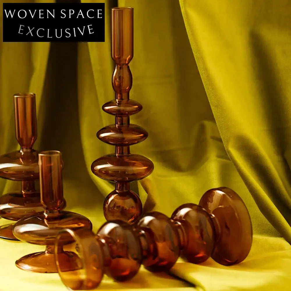 Elegant Nordic Transparent Brown Glass Candelabrum for Home and Restaurant Decor