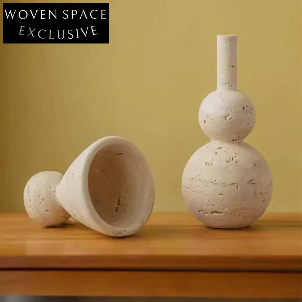 Elegant Nordic Travertine Gourd Shaped Entryway Table Top Art Decor