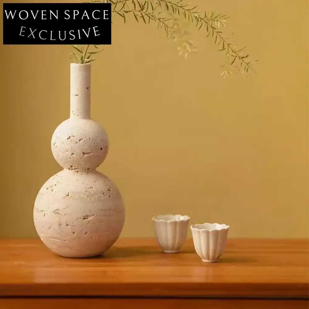 Elegant Nordic Travertine Gourd Shaped Entryway Table Top Art Decor