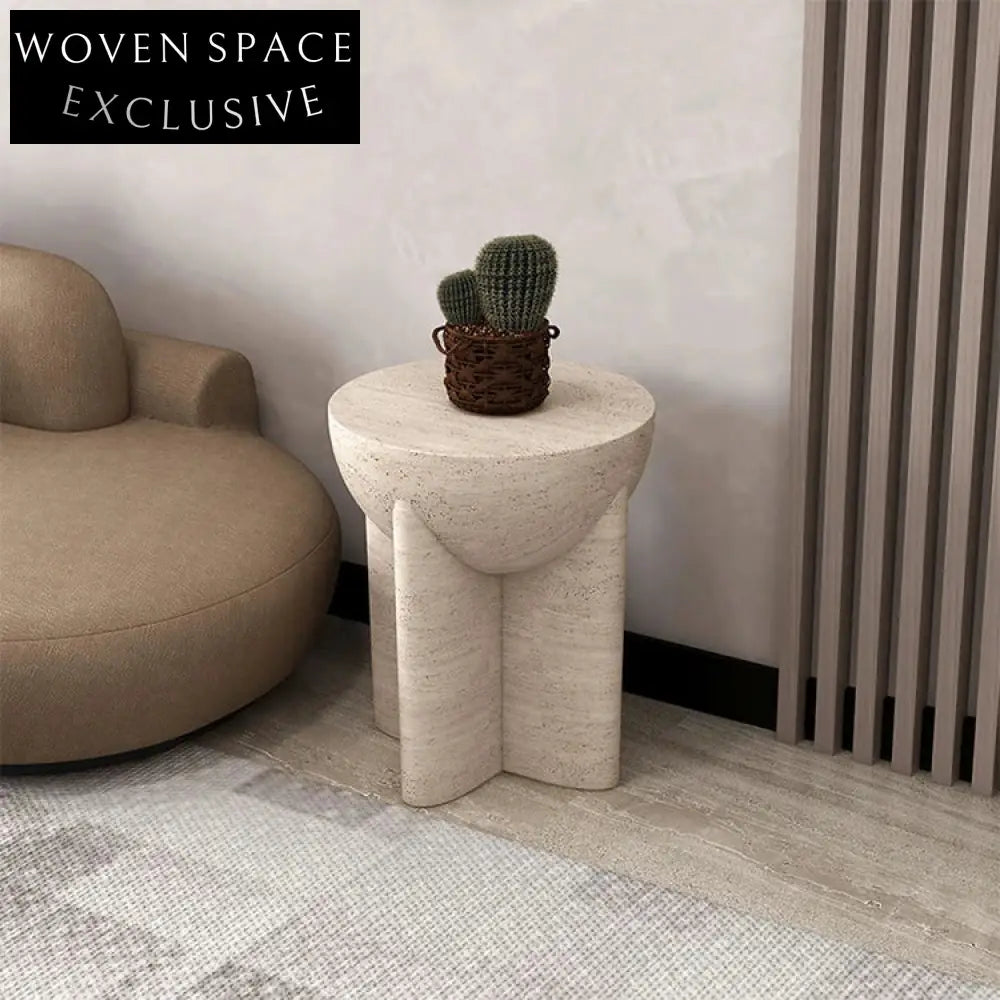 Elegant Nordic Travertine Round Stone Coffee Table for Modern Living Rooms