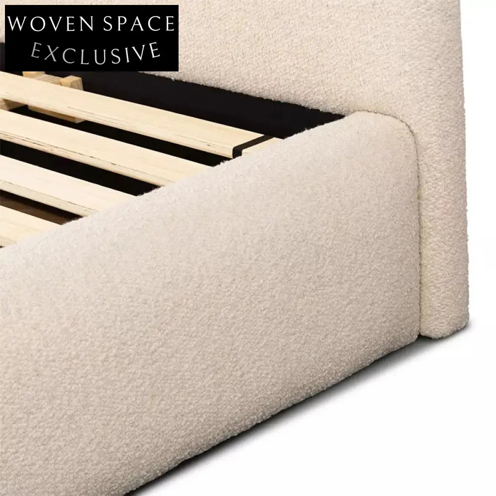 Elegant Nordic Upholstered Fabric King Size Solid Wood Platform Bed