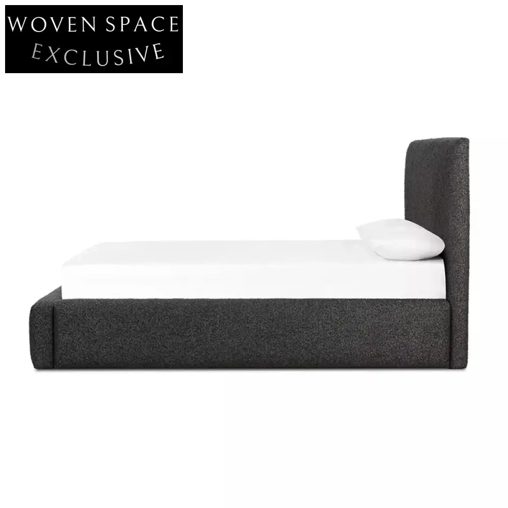 Elegant Nordic Upholstered Fabric King Size Solid Wood Platform Bed