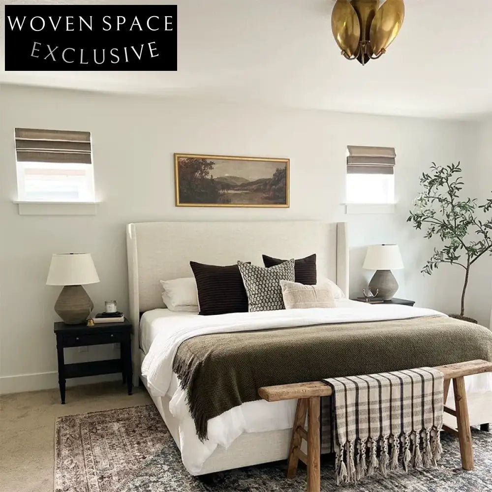 Elegant Nordic Upholstered King Queen Bed Frame with Tall Headboard for Bedroom