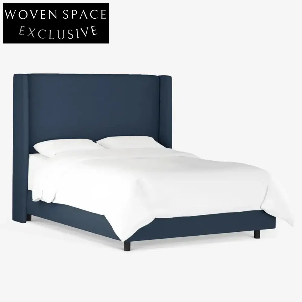 Elegant Nordic Upholstered King Queen Bed Frame with Tall Headboard for Bedroom