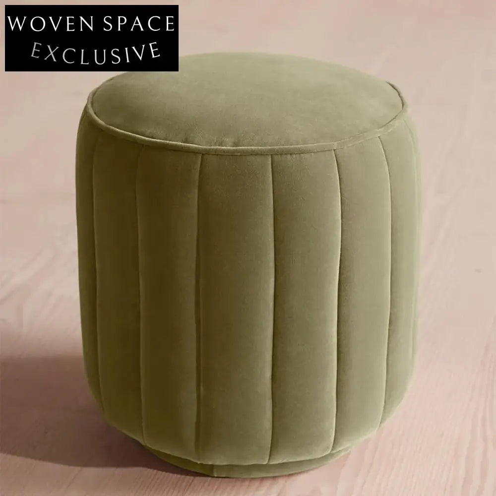 Elegant Nordic Velvet Fabric Wooden Frame Modern Ottoman Footrest