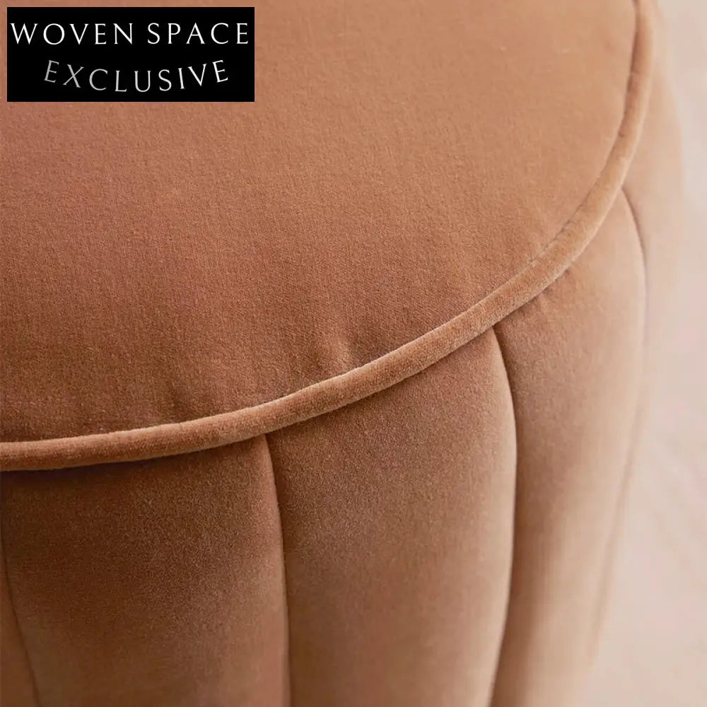 Elegant Nordic Velvet Fabric Wooden Frame Modern Ottoman Footrest