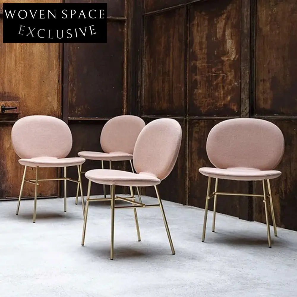 Elegant Nordic Velvet Round Back Dining Chair with Golden Metal Frame