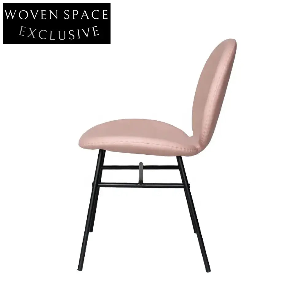 Elegant Nordic Velvet Round Back Dining Chair with Golden Metal Frame