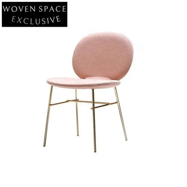 Elegant Nordic Velvet Round Back Dining Chair with Golden Metal Frame